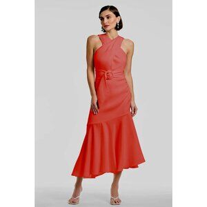 NWT Sachin + Babi coral red Naomi midi mermaid dress